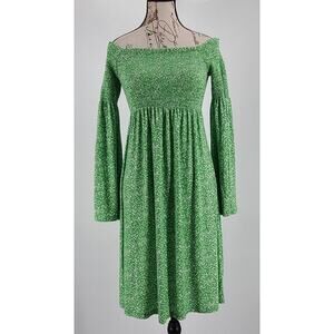 Michael Kors smocked fairy ladies flare sleeve green floral cottagecore Sz Small